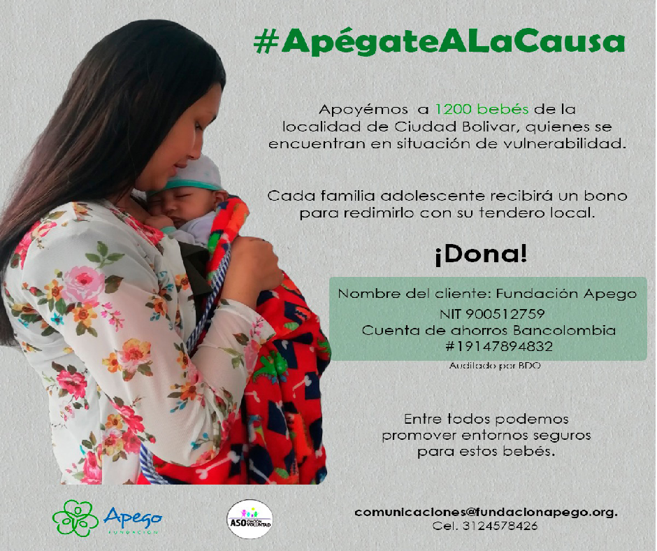 Imagen alusiva a #ApégateAlaCausa y apoyemos a 1.200 bebés durante esta cuarentena. 