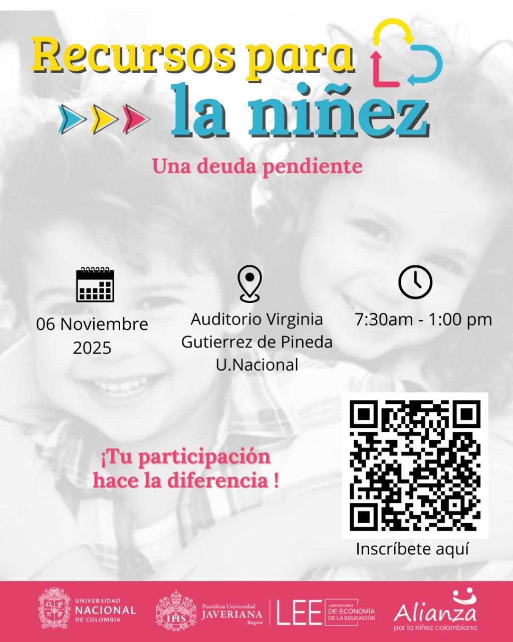 Imagen alusiva a La Deuda Pendiente con la Niñez Colombiana se discute el 6 de noviembre